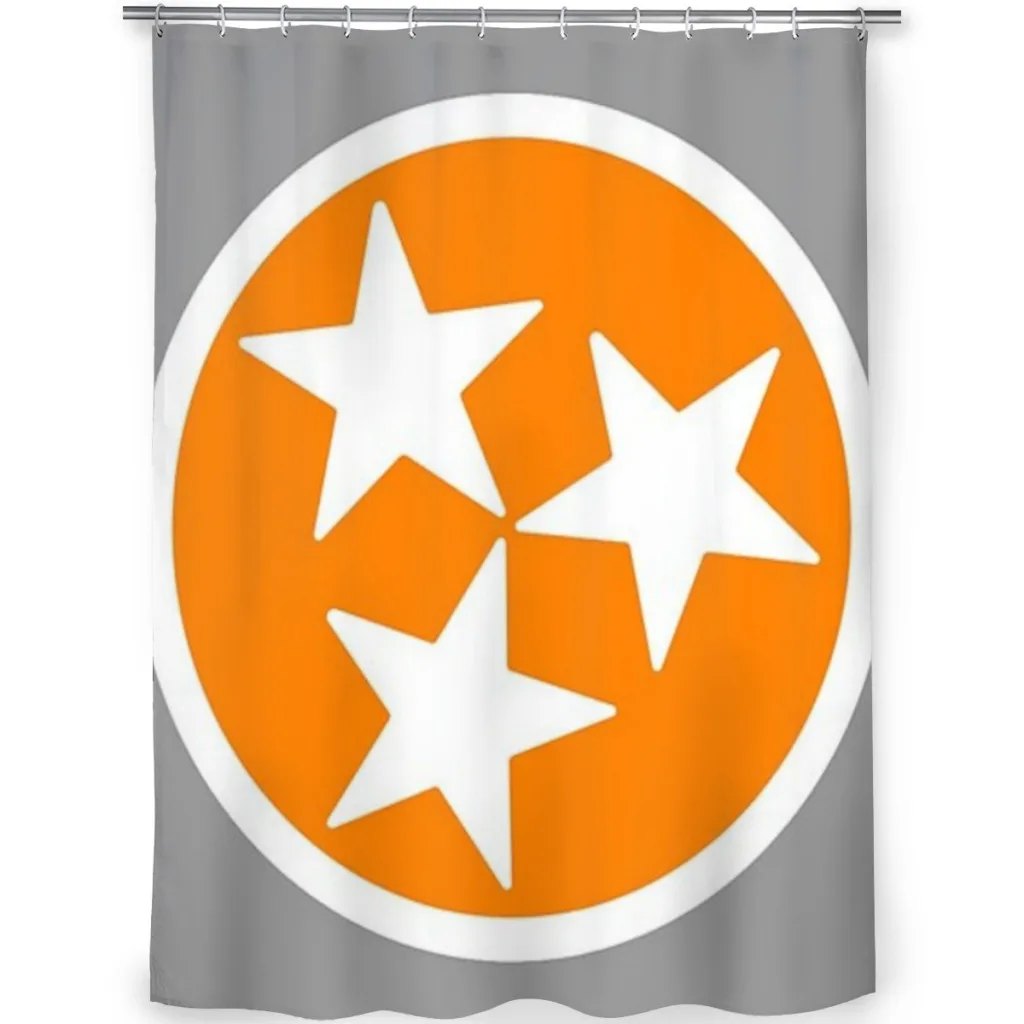 Orange & White Tri-Star Unique decor Modern Fabric Bathroom Shower Curtains art design Print Curtain