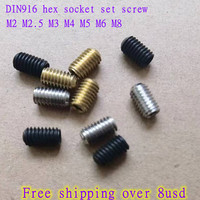 10-50PCS DIN916 brass headness screw M1.6 M2 M2.5 M3 M4 M5 M6 M8  Stainless Steel or black steel hex socket set grub screw