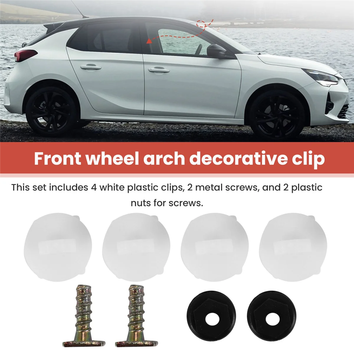 8pc Front Wheel Arch Trim Clips Plastic Metal Screw Nut Set For Vauxhall Corsa C