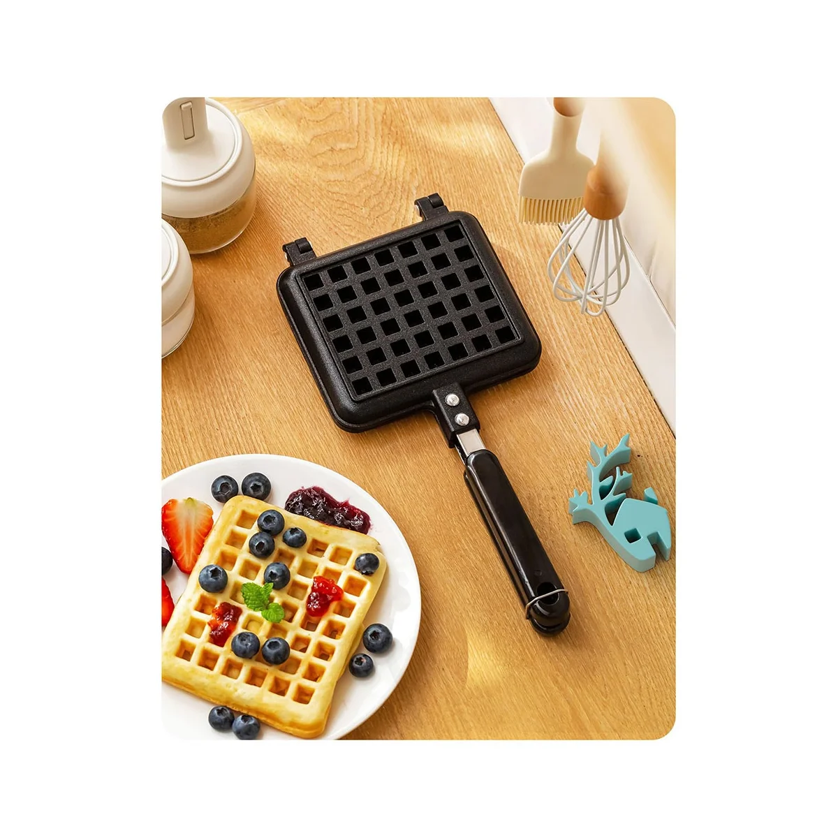 Waffle Iron Plates, Deep Fill Non-Stick Aluminum Alloy Traditional for Easy Clean B