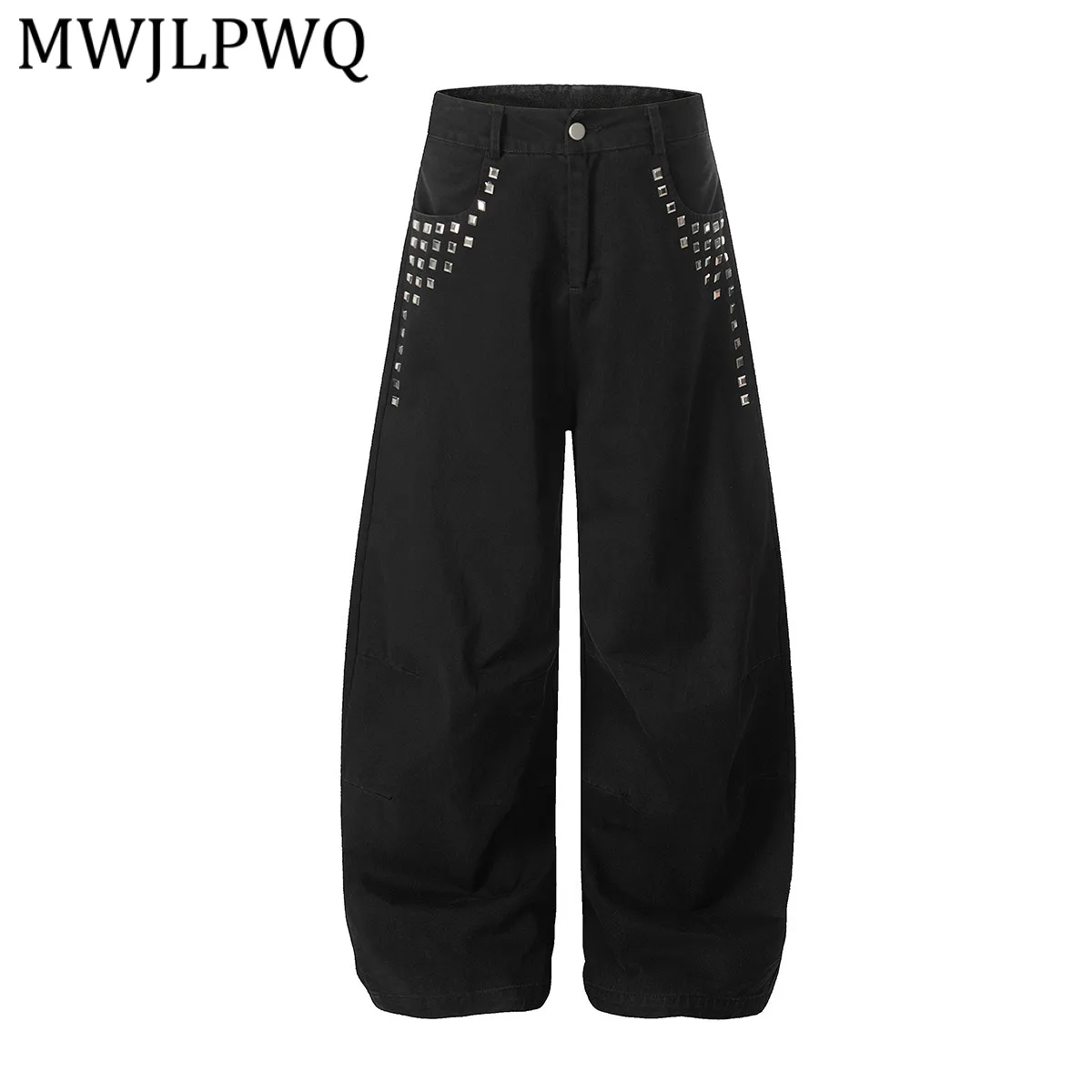 

MWJLPWQ Retro Style Rhinestone Decorated Casual Pants For Men American Trend Unique Loose Trousers 2026 New Spring Autumn 14177