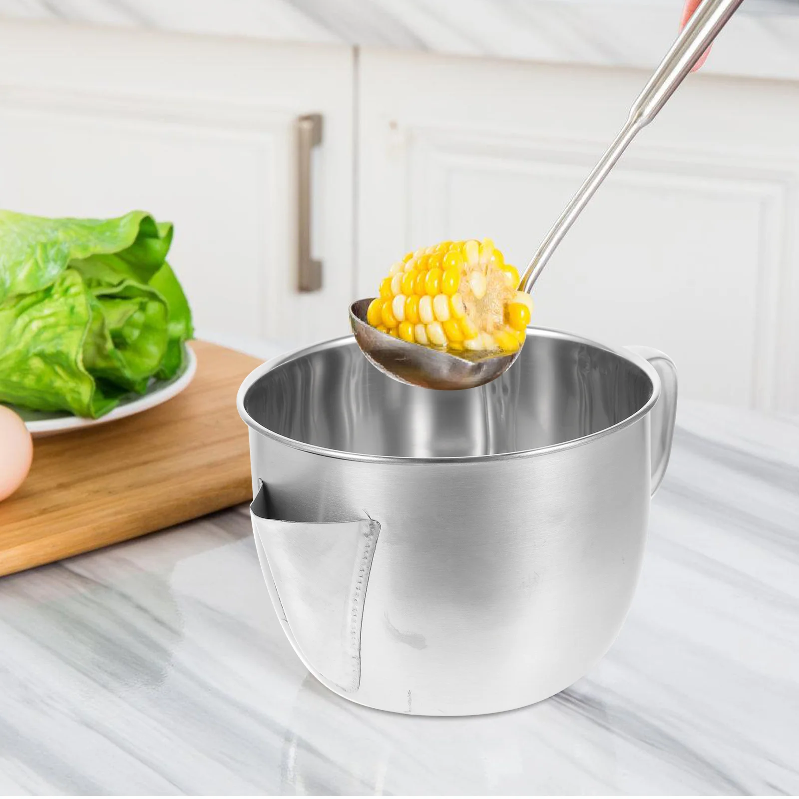 

Stainless Steel Oil Filter 1000ml Grease Strainer Soup Separator Kitchen Gadget V Shaped Spout Cooking Oil Pot Healthy Dish