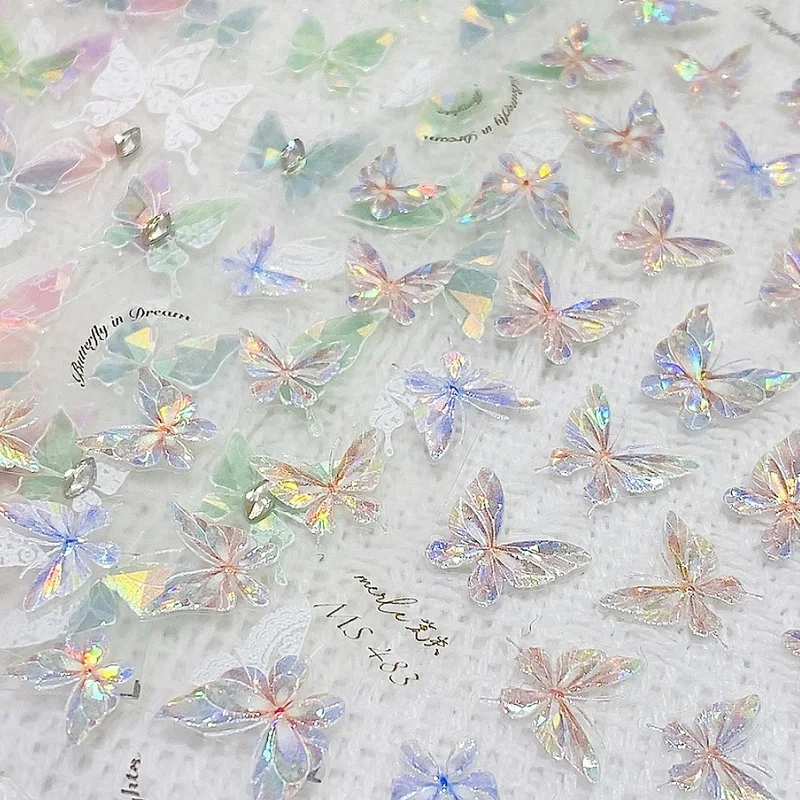 1pcs Polular Butterfly Nail Sticker Colorful Aurora Spring Summar Butterfly Sticker Nail Decal Manicure Decoration