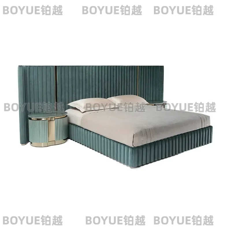 Italian Genuine Leather Double Bed Modern Light Luxury Soft Upholstered Master Bedroom Furniture Premium Cowhide Platform