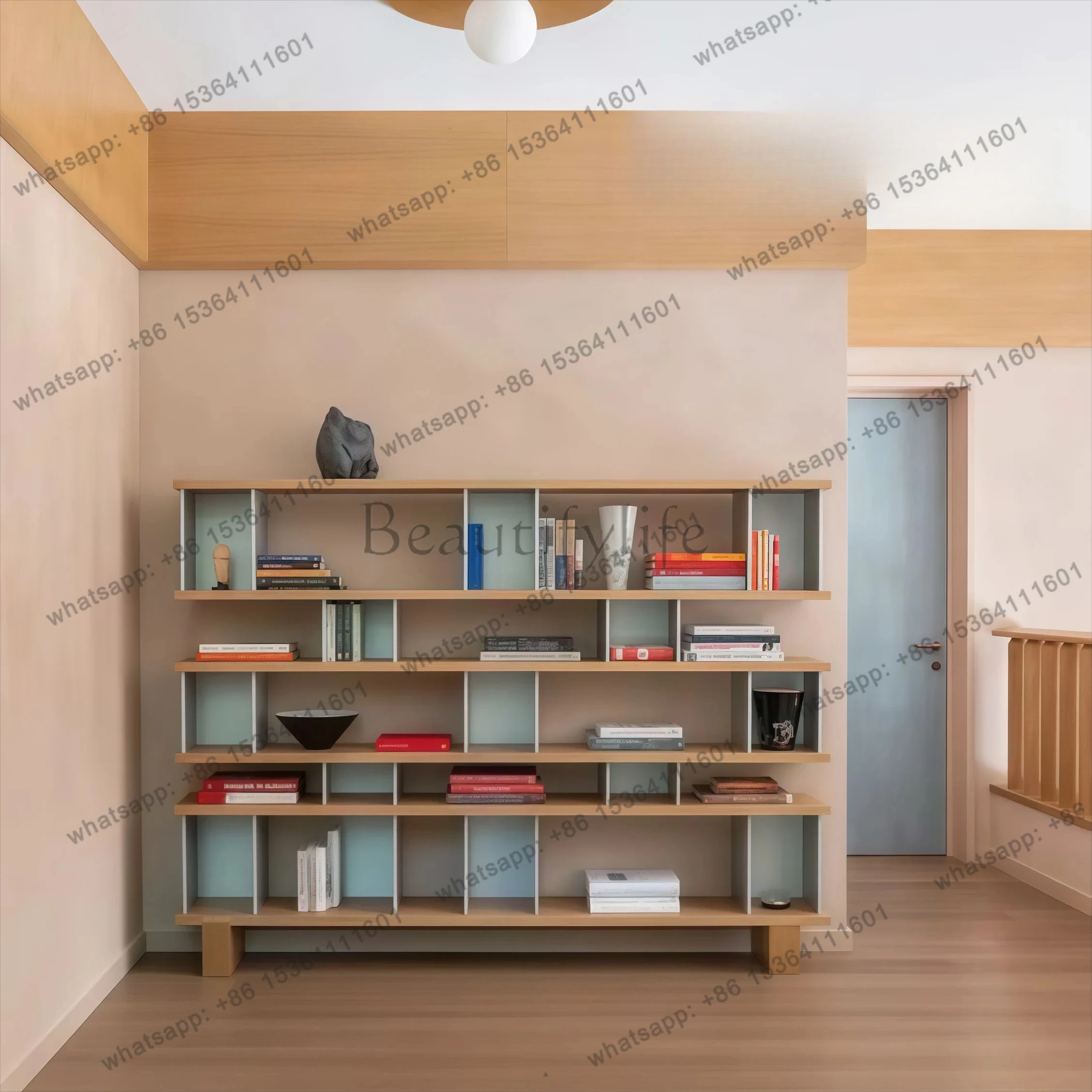 solid wood bookshelf floor-to-ceiling integrated wall bookcase living room multi-layer display shelf floor-to-ceiling bookcase