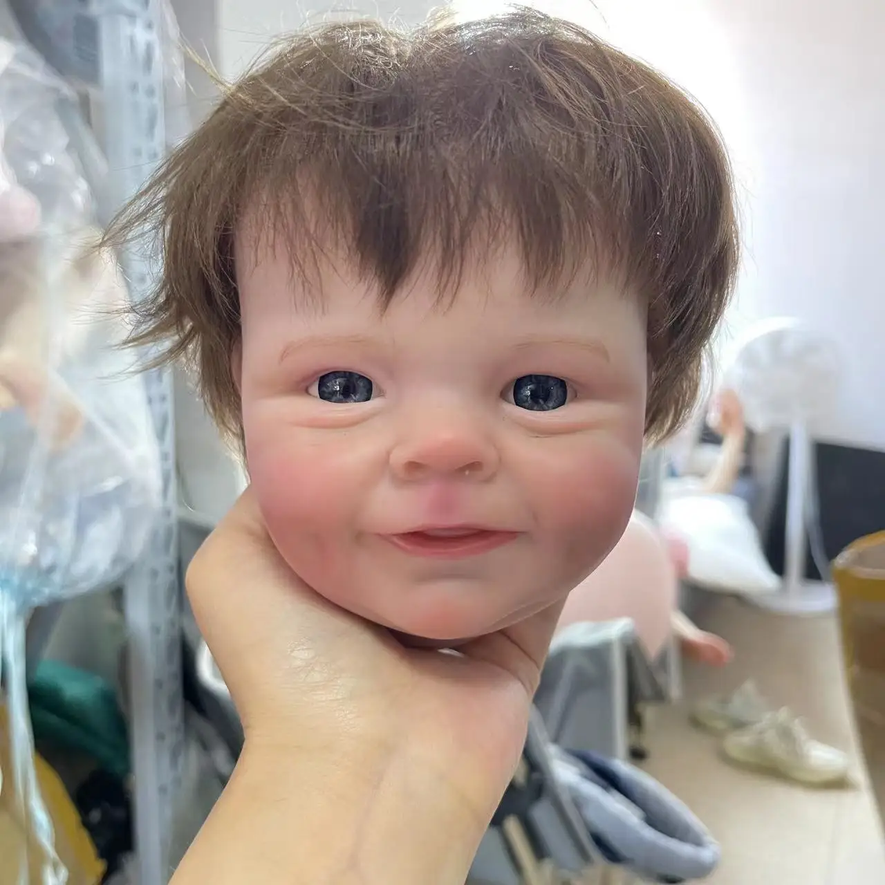 

22inch Reborn Doll kit Shaya Popular Sweet Face 3D Painted Unfinished Doll parts with Hand Root Hair With Cloth body and limbs