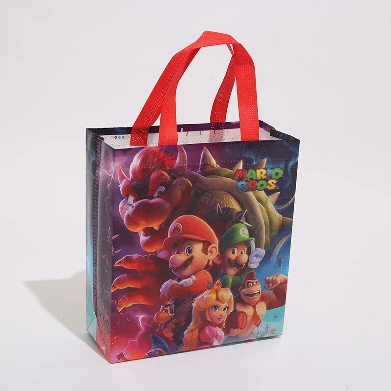 Super mario bros netkané kabelka anime kněžna broskev dar brašna bonbóny balení brašna děti narozeniny večírek zásoby 28x25cm