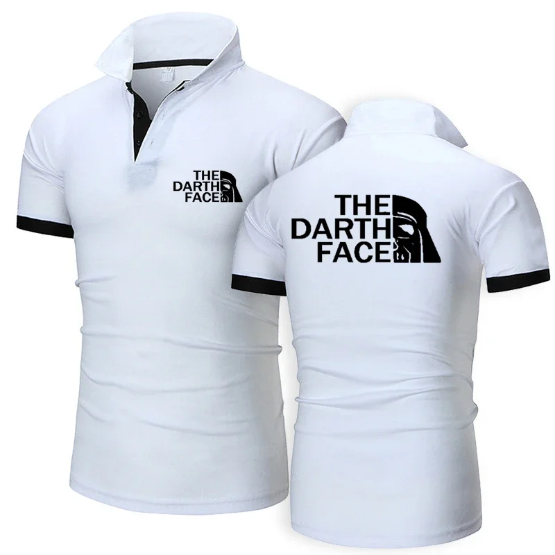 Summer Men T-shirt Famous Outdoor Brand THE DARTH FACE Logo Print Casual Tee Customizable Logo Men Short Sleeve Lapel Fashion