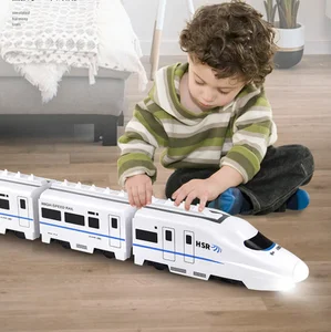Kids DIY Simulation High Speed Railway Train Toy Car Electric Sound Light Model Train Educational Toys for Boys Girls Gift