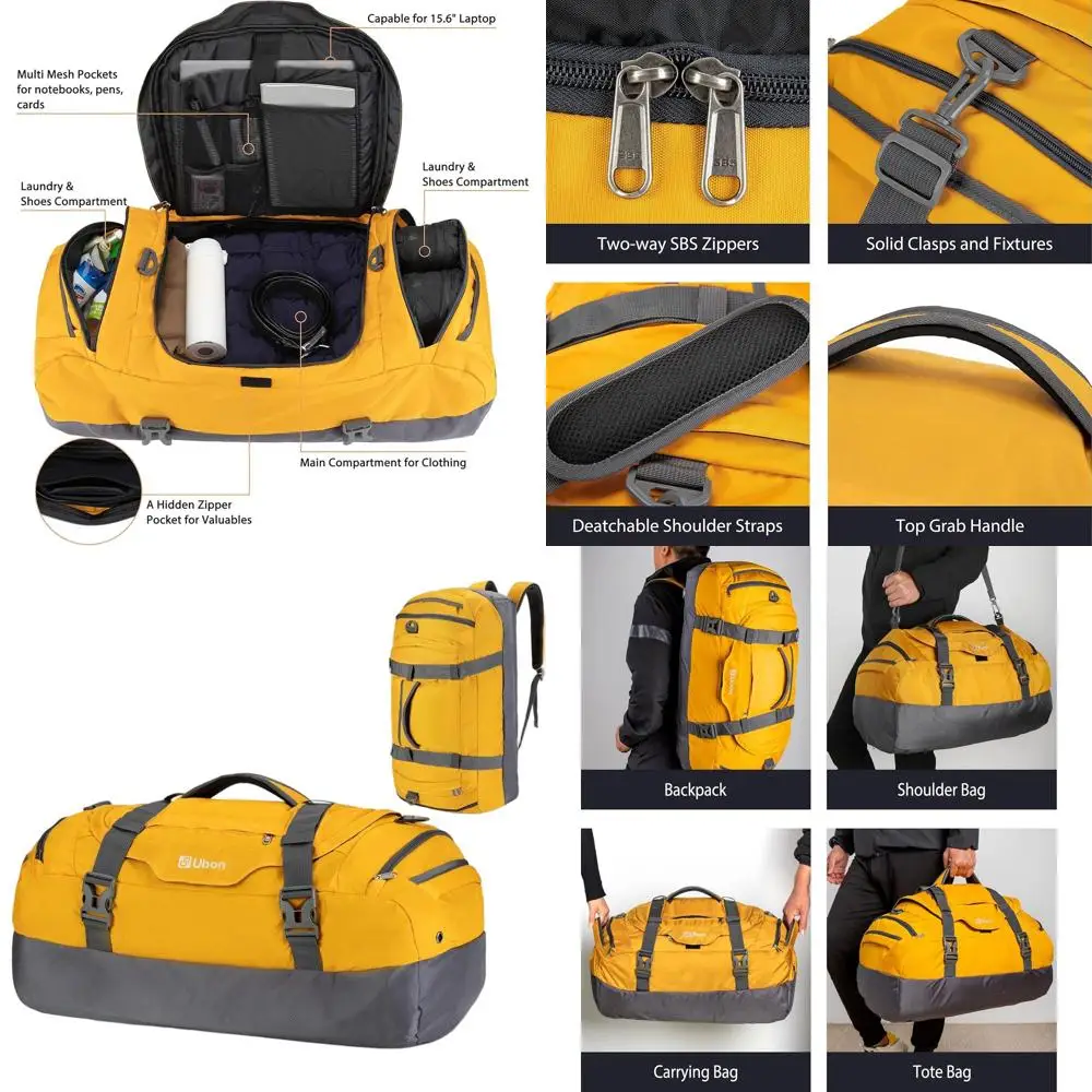 

4-Way Sports Gym Backpack with Shoe Compartment, Padded Straps for Camping & Traveling