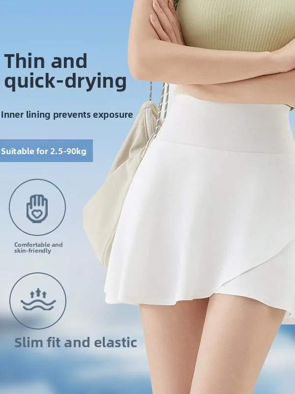 تنورة Qui Dry Fitn الرياضية للنساء، تنورة اليوغا الصيفية، تنورة الجري في الهواء الطلق، تنورة مكونة من قطعتين