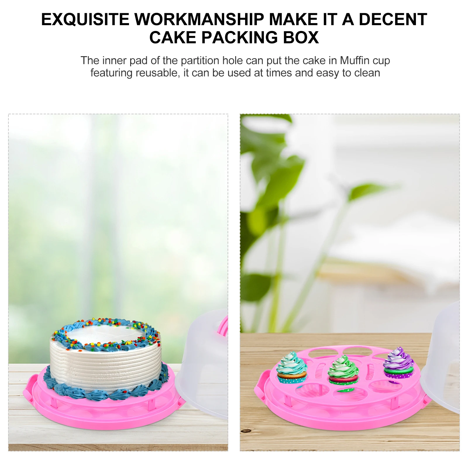 

Handle Portable Cake Box Reusable Eco-Friendly Transparent Pp Plastic Packaging Baking Food Storage Container Leak-Proof Locking