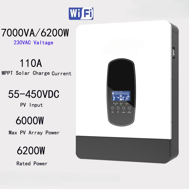 YYHC Hybrid Solar Inverter 2.2KW Off Gird Pure Sine Wave Inversor 48V 230V PV 55-450VDC Built-in 110A Solar Charger Support BMS