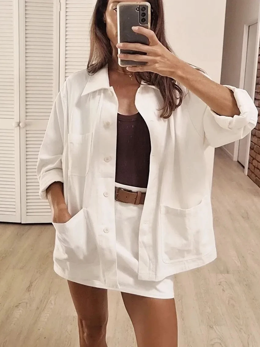 

Marthaqiqi Casual Women Nightgowns 2 Piece Suit Long Sleeve Nightwear Turn-Down Collar Sleepwear Short Skirt Ladies Home Clothes