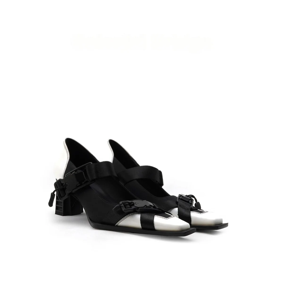 

Новые персонализированные туфли Мэри Джейн на среднем каблуке 2026 года с черно-белым цветовым блокированием и одной полоской для женщин