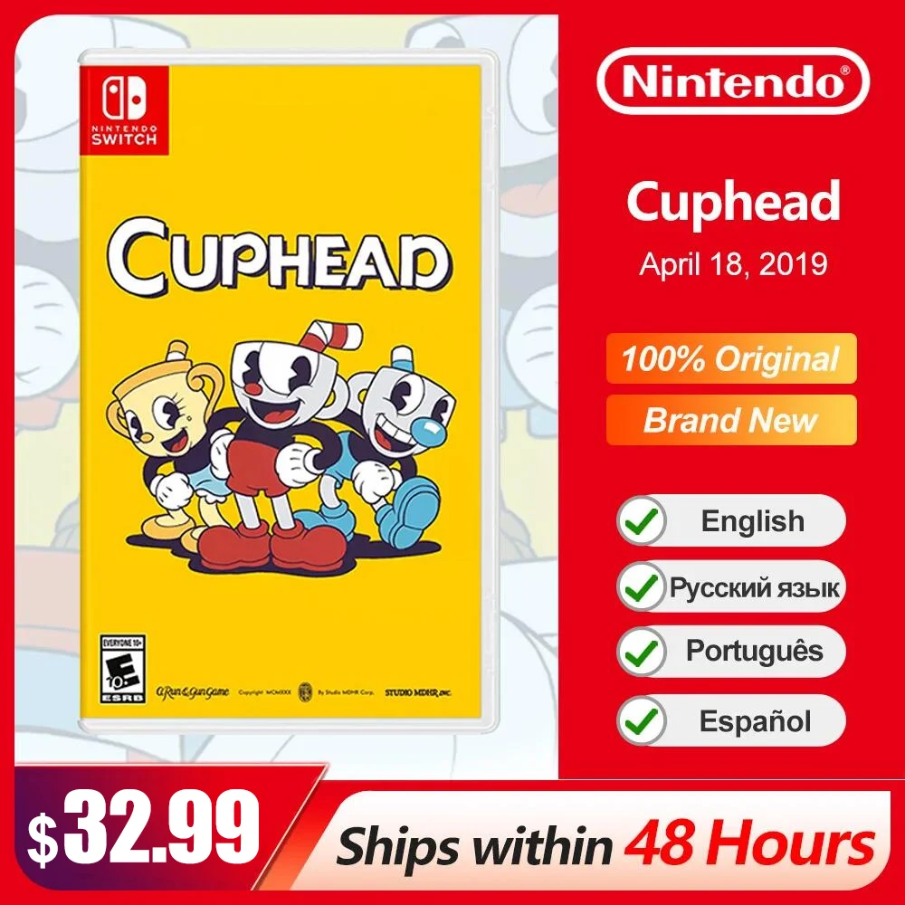 Cuphead Nintendo Switch Game Deals 100% Official Original Physical Game Card Action Arcade Genre 1-2 Player for Switch OLED Lite