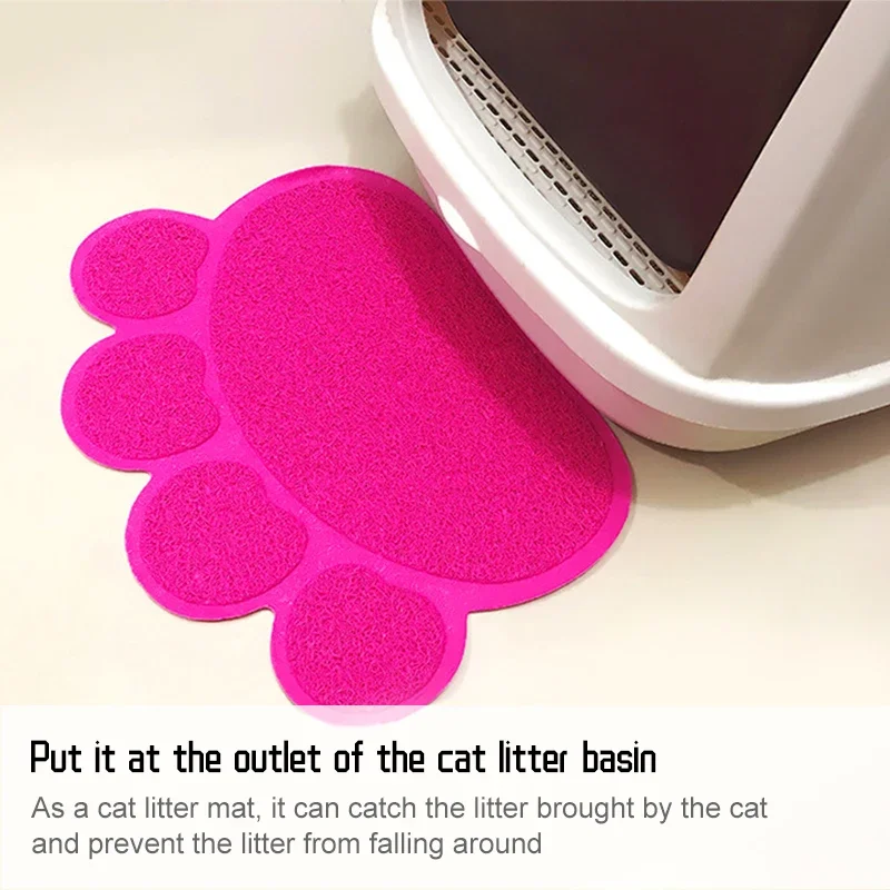 PVC Pet Mat Non-slip Claw-shaped Cat Litter Rub Feet Cat Toilet Dog Puppies Feeding Mat Cute Dish Bowl Food Feed Placement