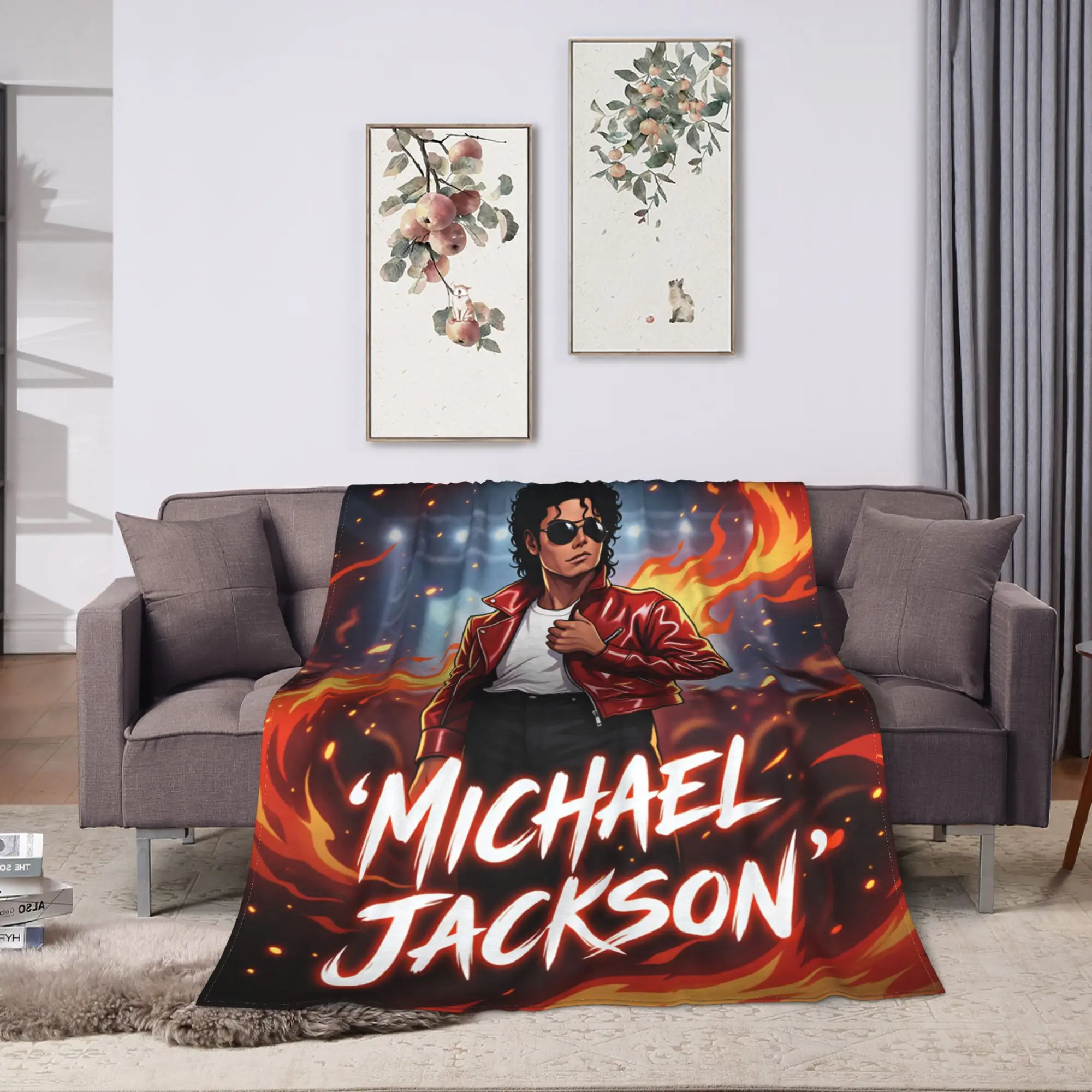 Warm Soft Blankets Airplane Travel Michael Jackson Throw Blanket  Flannel Bedspread For Couch Chair Graphic Sofa Bed Cover