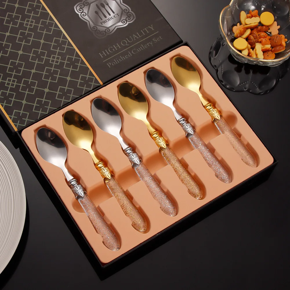 1/6/12pcs Dinnerware Set Stainless Steel Tableware Knife Fork Spoon Luxury Cutlery Set Gift Box Flatware Utensils For Kitchen