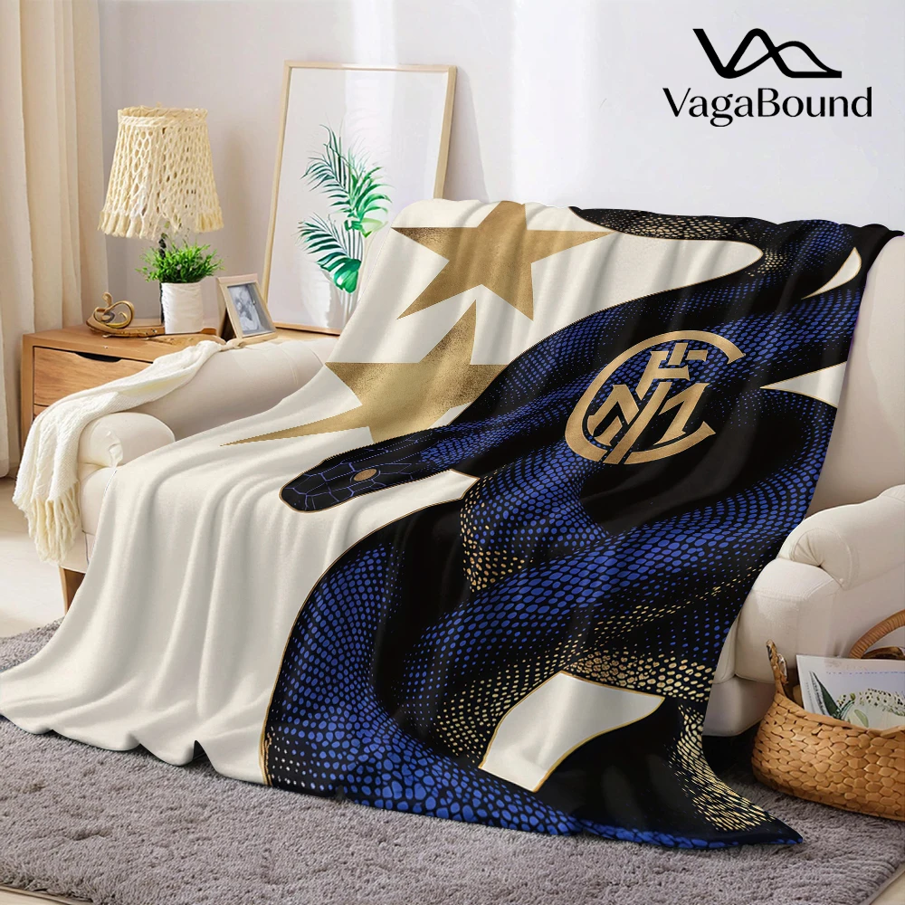 I-Inter M-Milan 117th Flannel Blanket Warm Soft Halloween Christmas Couch Warm Cozy Decorative Decor Gift for All Season
