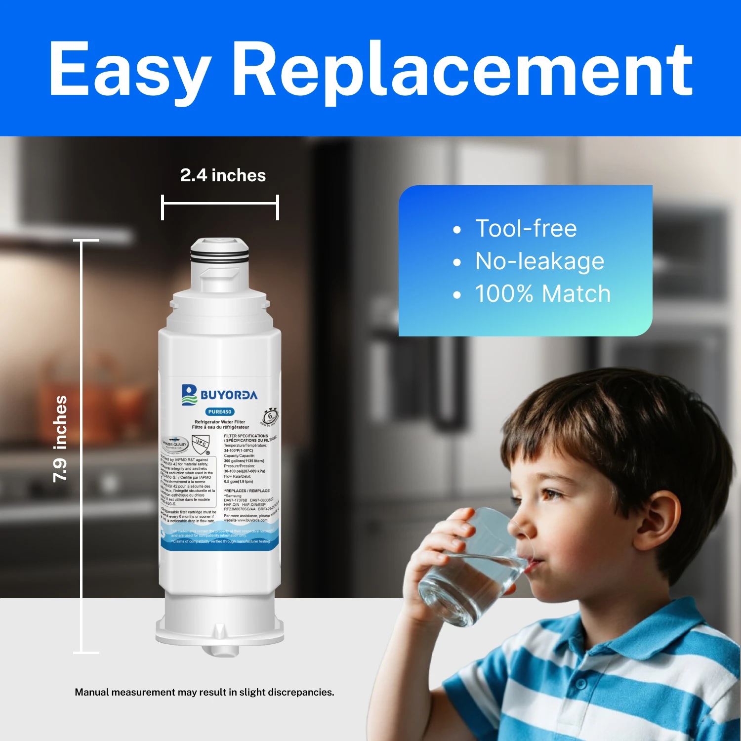 فلتر مياه بديل HAF-QIN لثلاجة لـ for Samsung DA97-17376B HAF-QIN/EXP DA97-08006A DA97-08006B، تركيب سهل، عبوة من 6