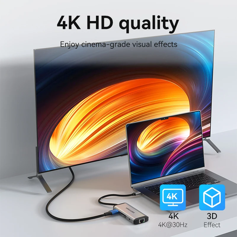 Vention USB C HUB Type C to USB 3,0 док-станция USB C HDMI RJ45 4K для MacBook Pro Air Аксессуары Тип C 3,1 разветвитель usb-хаб
