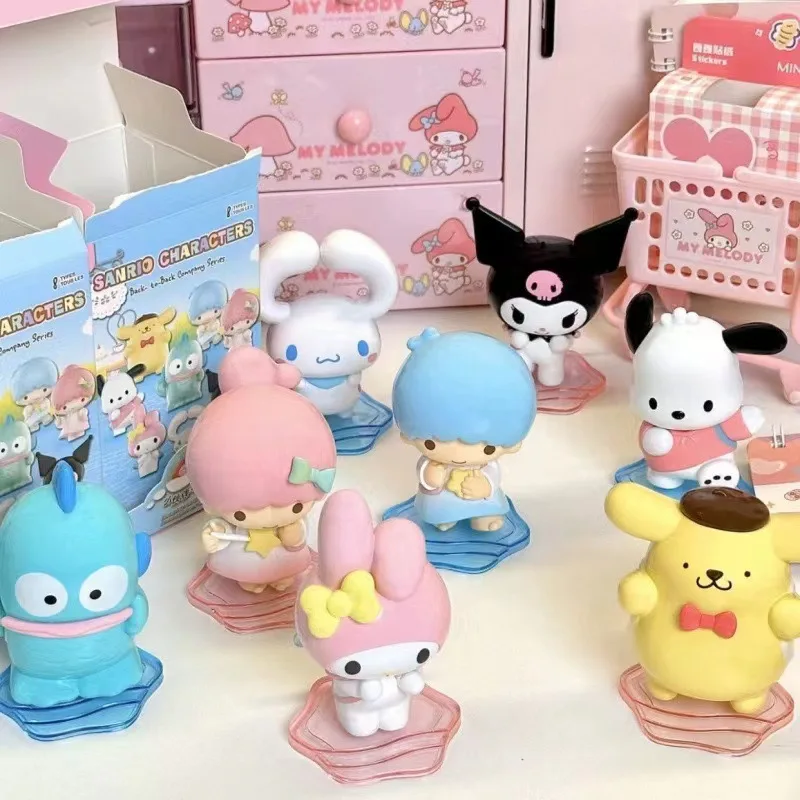 

Новый Kuromi My Melody Hangyodon Cinnamoroll Pompom Purin аниме слепая коробка фигурка настольный милый орнамент подарок украшение Kawaii