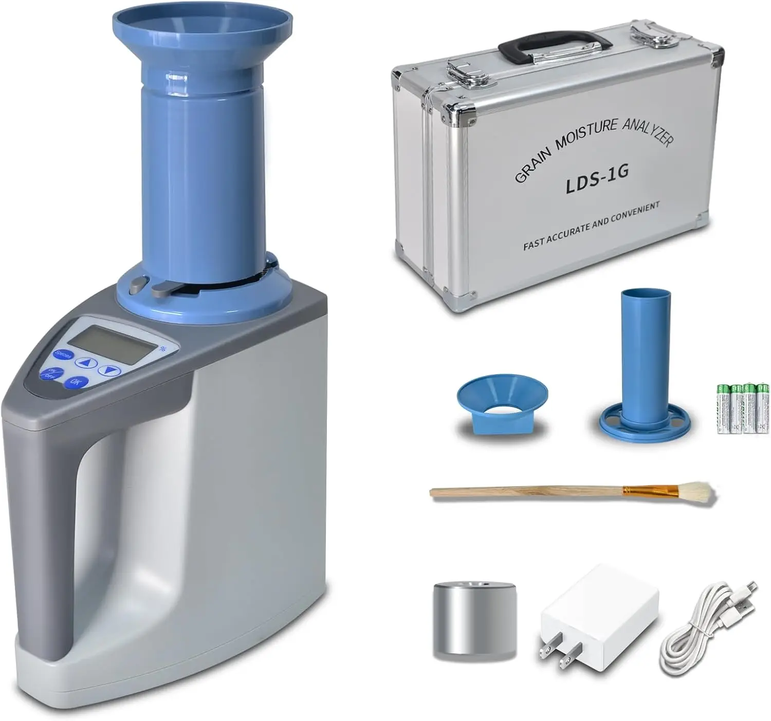 

Professional Grain Moisture Meter Analyzer0.5%Accuracy 3-35%Range Auto Temp Compensation AC-DC Power LCD Display Rice Wheat Corn