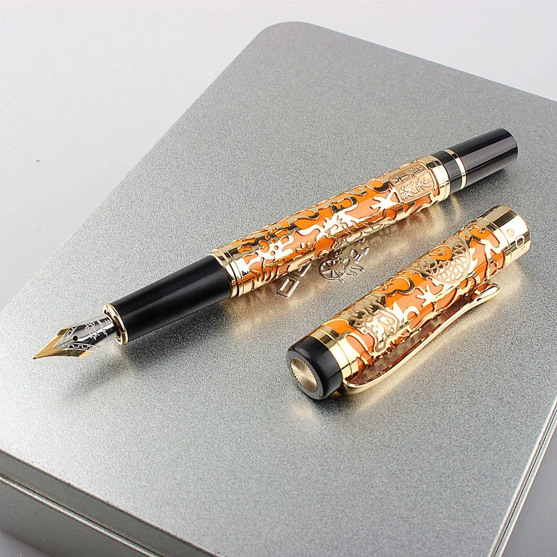 JINHAO 5000 Series Classic Retro Metal Fountain Pen F 0.5MM Nib with Golden Clip Practice School Business Ballpoint Pen Gift