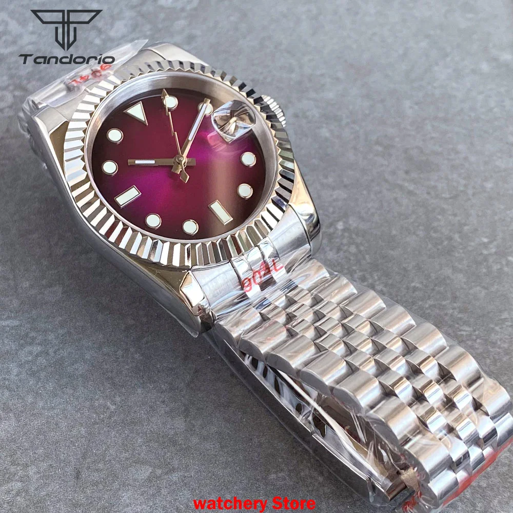 تخصيص 36 مللي متر/39 مللي متر NH35A ساعة أوتوماتيكية الرجال ساعات المعصم الميكانيكية الياقوت الزجاج مضيئة Reloj Hombre نافذة التاريخ العقيمة