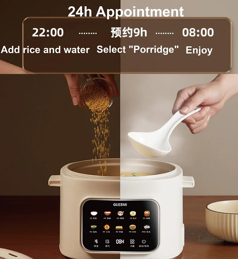 220V Smart Electric Cooking Pot Reservation Rice Cooker Non-stick Electric Frying Pan Dormitory Multi-function Pot Hot Pot 1.6L - Image 5