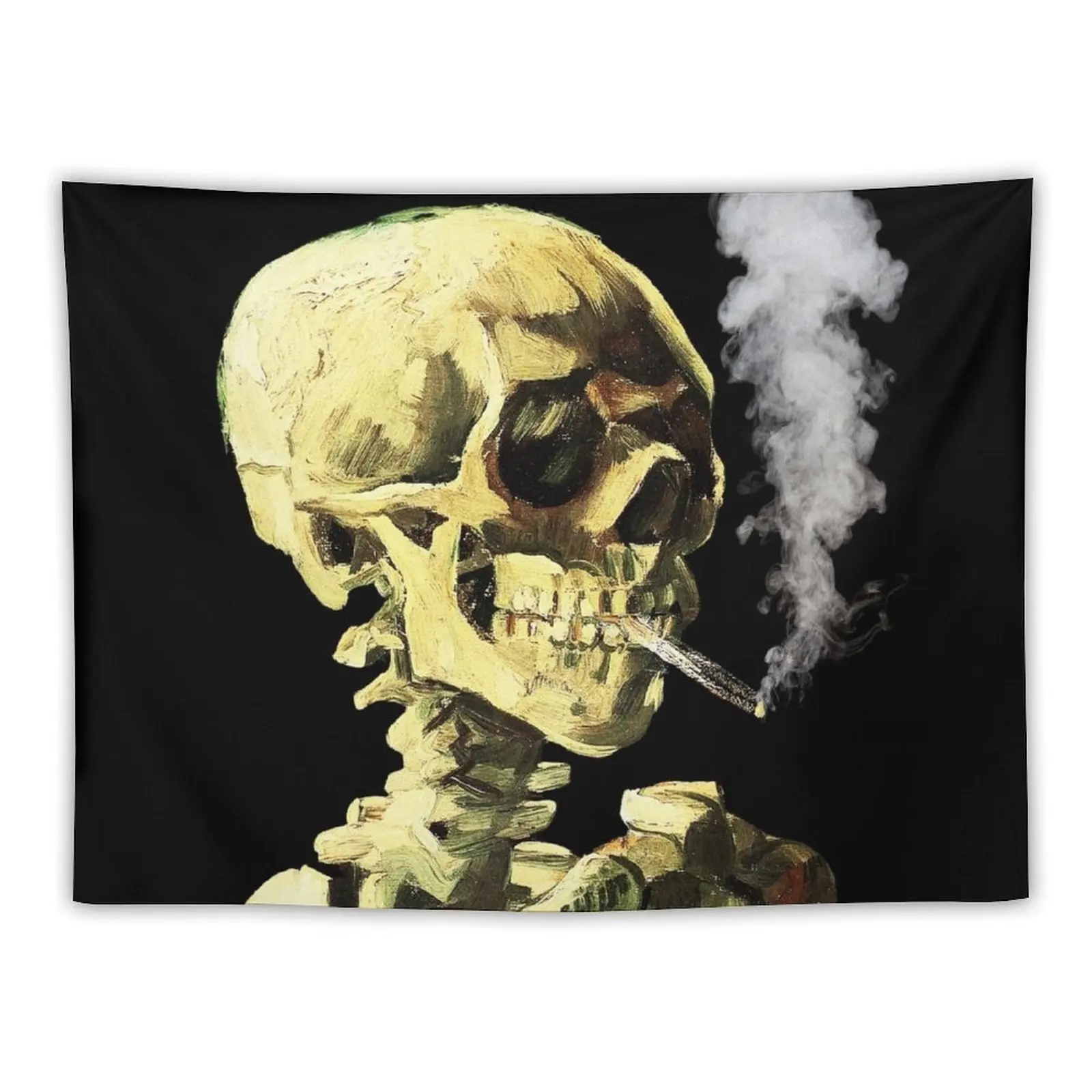 HD Skull Smoking by Van Gogh Tapestry Room Decor For Girls Home And Comfort Decor Tapestry