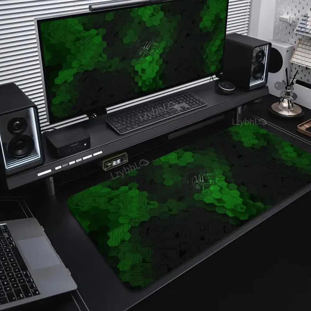 Hexagon Geometry Green Mouse Pad Large Gaming MousePad Anti-Slip Rubber Deskmat XXL Gamer Office Computer Accessories Desk Mat