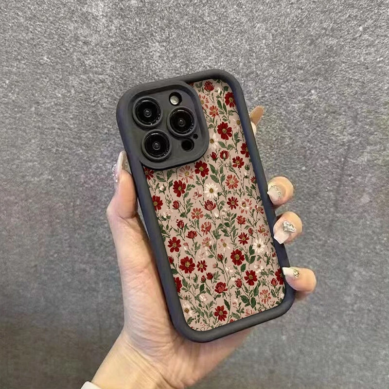 ل Xiaomi Poco X7 F6 F5 X6 X5 M6 Pro X3 F3 جراب هاتف لون الحلوى الرجعية الأزهار للصدمات لينة سيليكون الوفير الغطاء الخلفي Funda