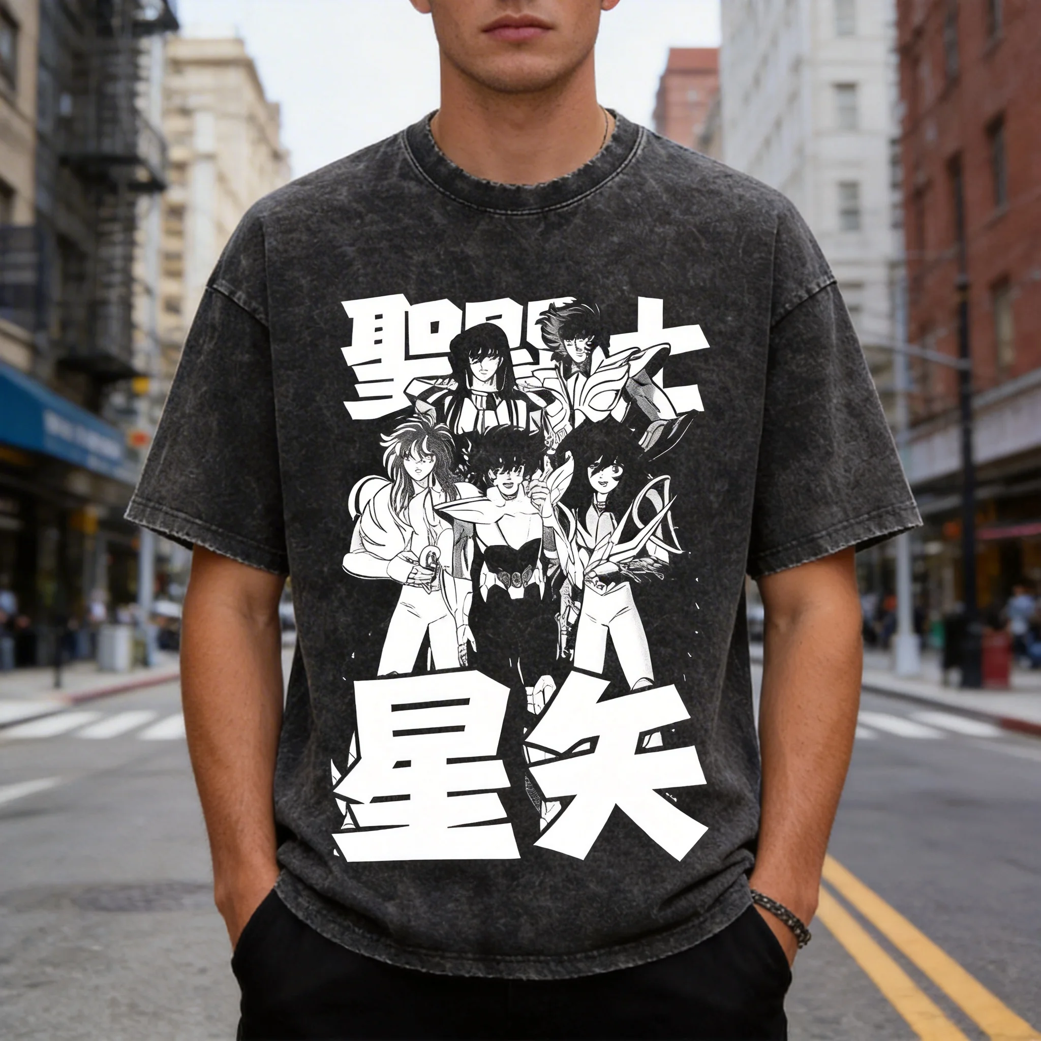 

Oversized Saint Seiya Print T Shirt For Men 2026 Harajuku Streetwear Casual Short Sleeve Graphic Tee Tops