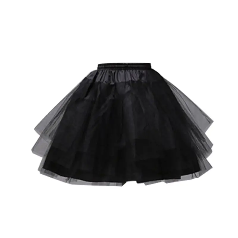 Women Girls Double Layers Solid Color Short Tulle Petticoats Elastic Waistband A Line Mesh Underskirt Crinolines For Wedding