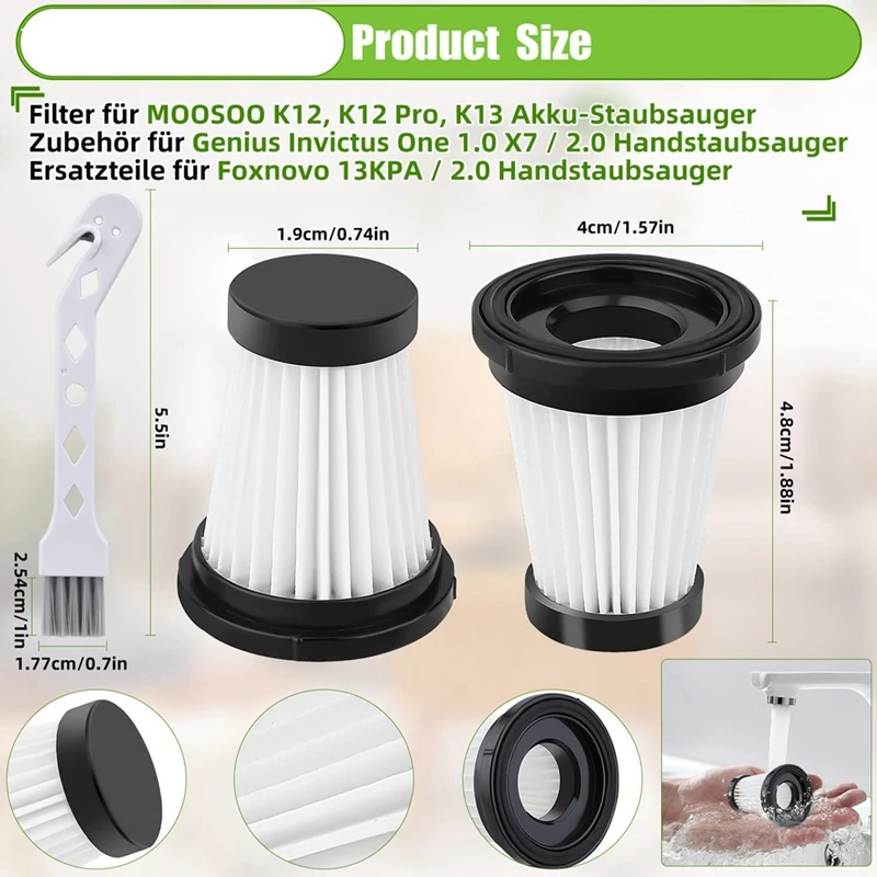 Filtro HEPA Per MOOSOO K12 K12pro K13 Per Genius Invictus One 1.0 X7 2.0 Aspirapolvere portatile Cordless di Ricambio