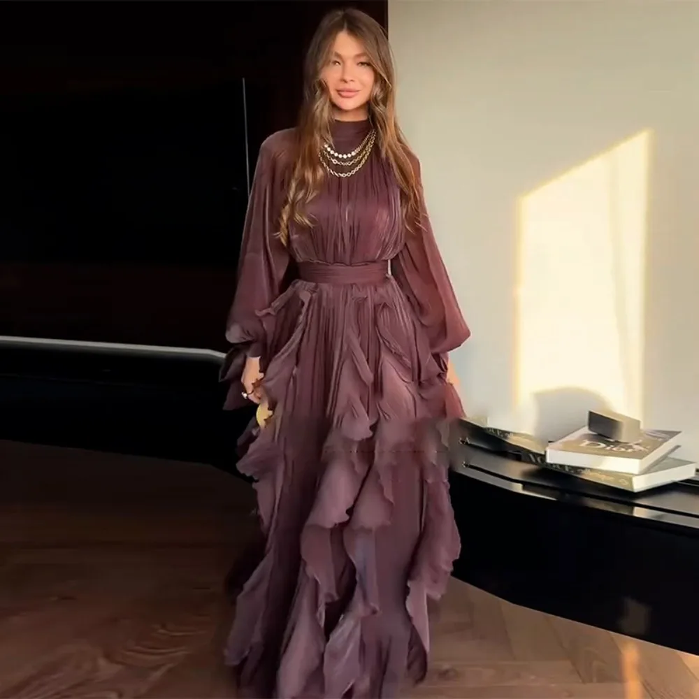 

Party Dress Muslim Eid Women Abaya Ruffle Jalabiya Ramadan Long Dresses Autumn Vestidos Largos Arab Long Robe Morocco Kaftan