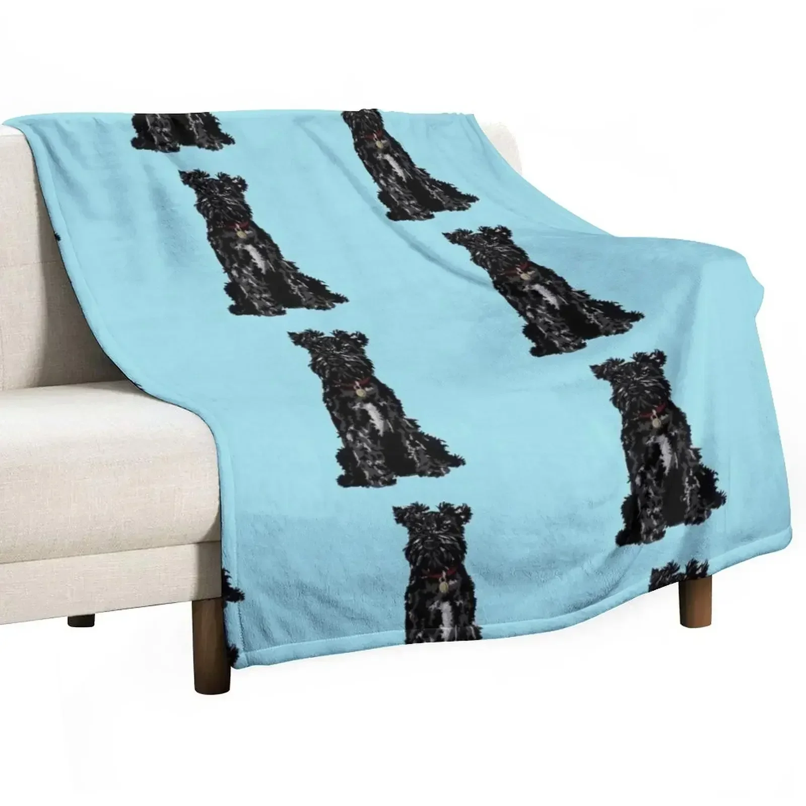 Dennis the Black Miniature Schnauzer Dog Sitting Throw Blanket manga Fashion Sofas Blankets