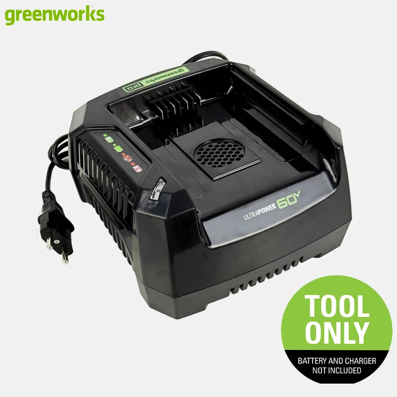 Greenworks 60V 6A Rapid Battery Charger EU Plug LED Charging Indicator Compatible with All Greenworks 60V Batteries Tool Only