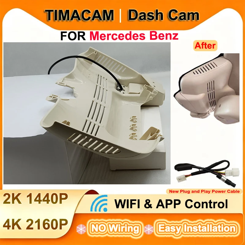 TIMACAM Dash Cam 4K 2160P Wifi Plug and Play Car DVR for Mercedes Benz S Class w220 w221 S320 S350 S400 S450 S500 S600 2015-2020
