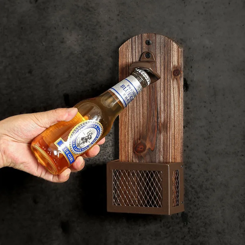 American Retro Vintage Creative Bottle Opener Restaurant Wall Decoration Hotel Bar Booth Wooden Iron Style Bottle Opener ZF629