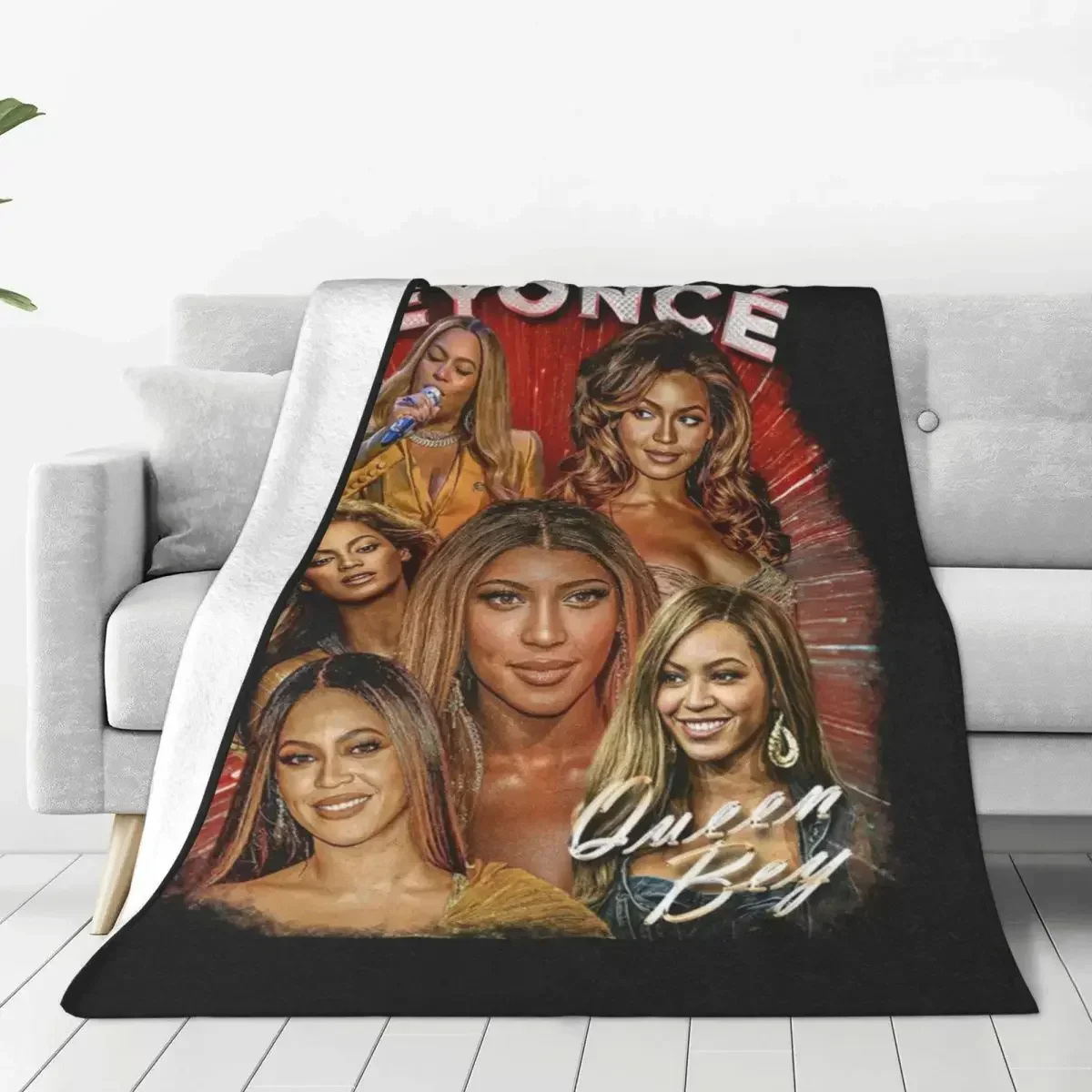 

3D Printed Baby Blanket Soft Durable Babes Carpet Queen Bey Music Singer Travel Throw Babes Carpet Flannel Bedspread Sofa Bed
