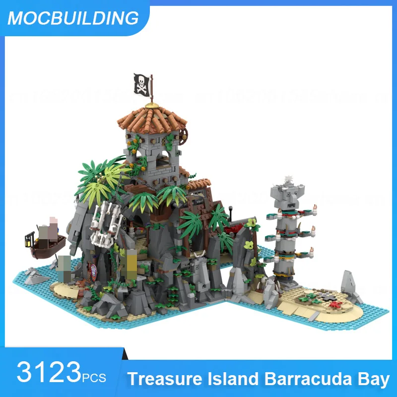 MOC Bausteine Schatzinsel - Barracuda Bay Modell DIY Montieren Steine Pädagogisches Schloss Display Weihnachten Spielzeug Geschenke 3123PCS