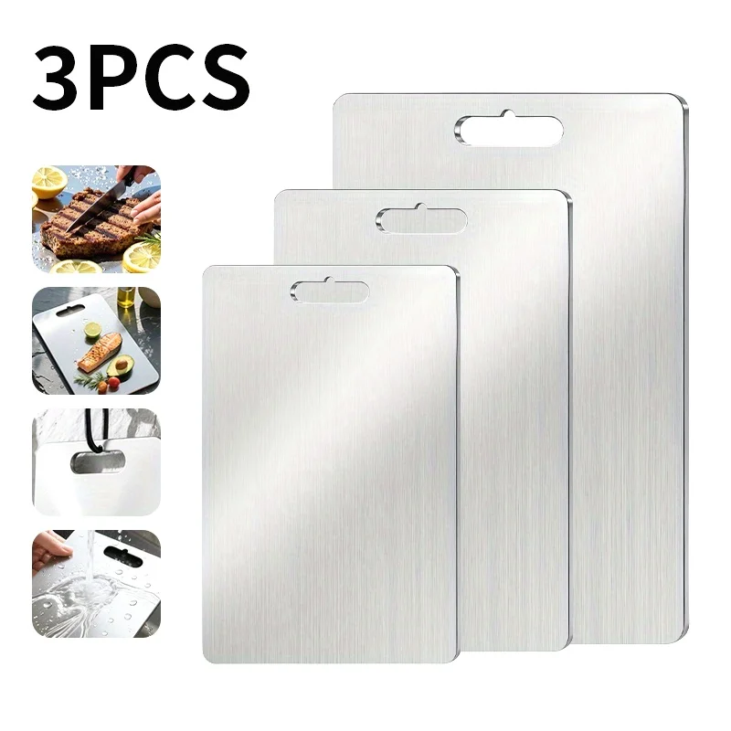 

316 Stainless Steel Panel and Chopping Board Kitchen Household Thickened Double Sided Cutting Board Block Kneading Dough Board