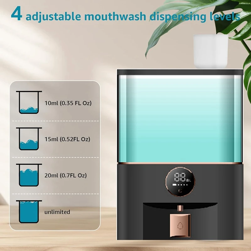 Automatic Mouthwash Dispenser Touchless, Wall Mounted Mouth Wash Dispenser For Bathroom With Cups,For Kids And Adults Durable