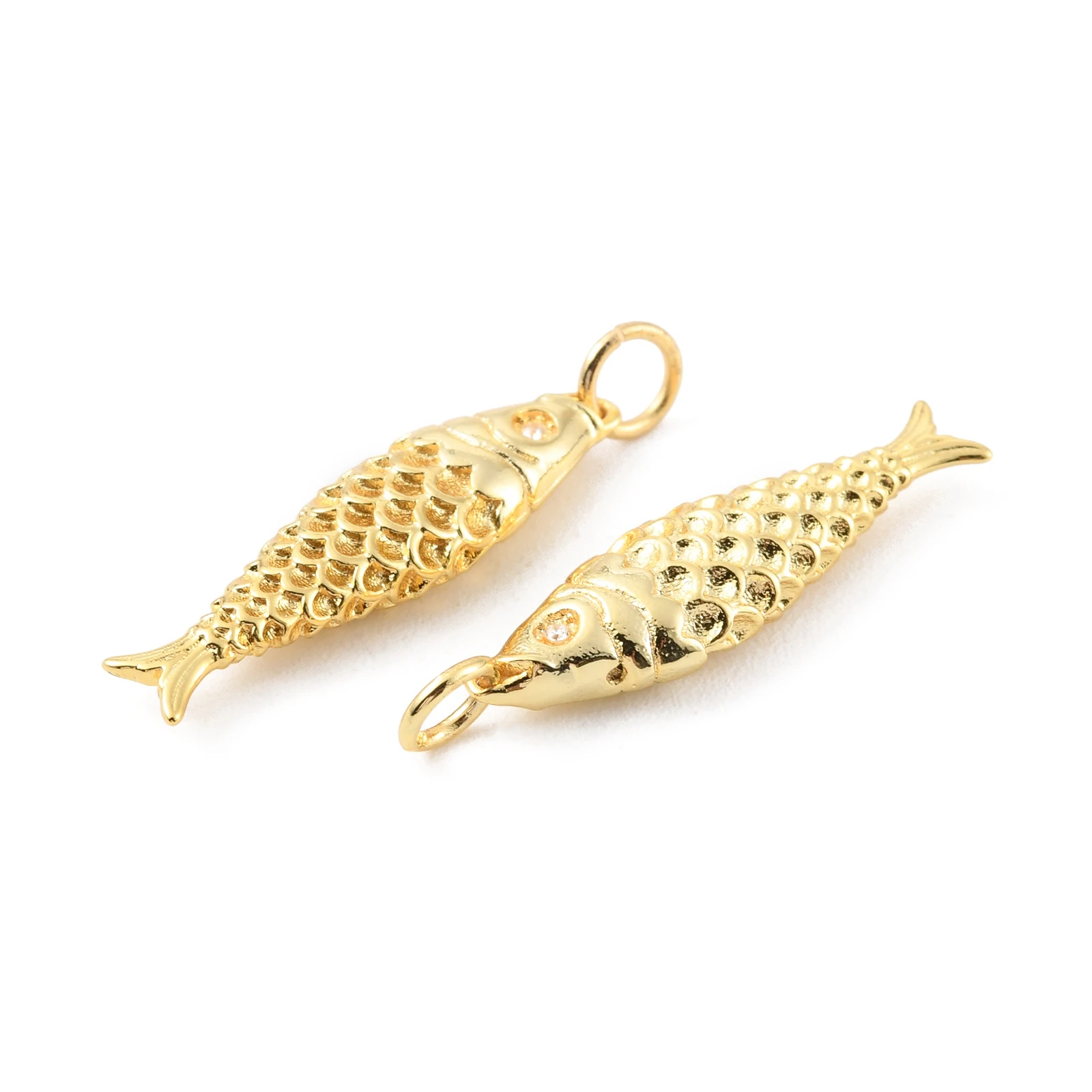 10pcs 3D Fish Charms Brass Animal Pendants Long-Lasting Plated For DIY Handmade Bracelet Necklace Jewelry Making Supplies Crafts
