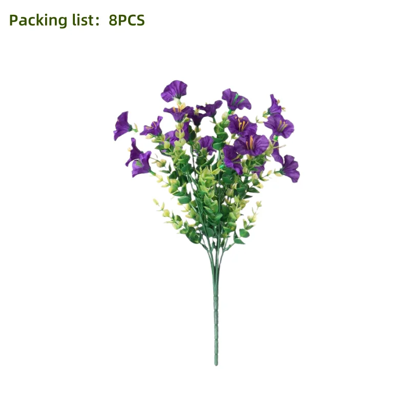 8 stuks kunstbloemen met UV-bescherming - geschikt voor binnen- en buitendecoratie, binnenplaatsen en seizoensvieringen