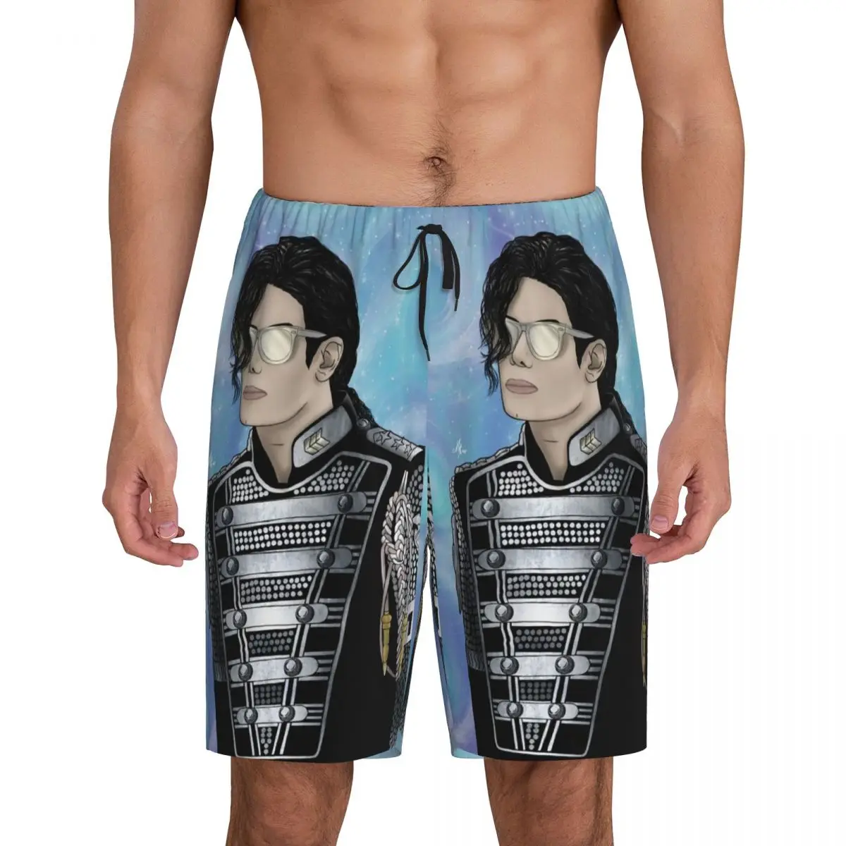 

Мужские короткие пижамные штаны с принтом Майкла Джексона (музыканты, певцы, танцоры) – шорты для сна и отдыха