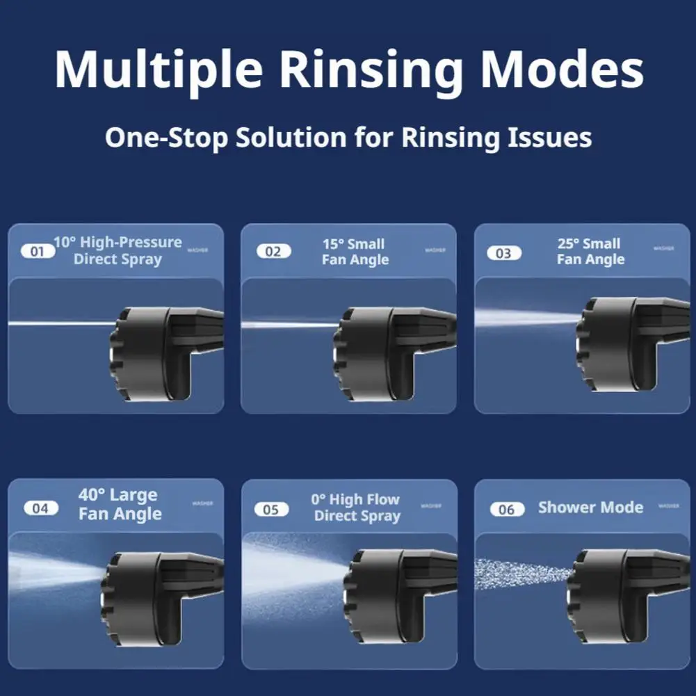 6 IN 1 High Pressure Washer Nozzle 1/4Inch Multifunctional Change-Over Nozzle Quick Connect Efficient Washer Nozzle